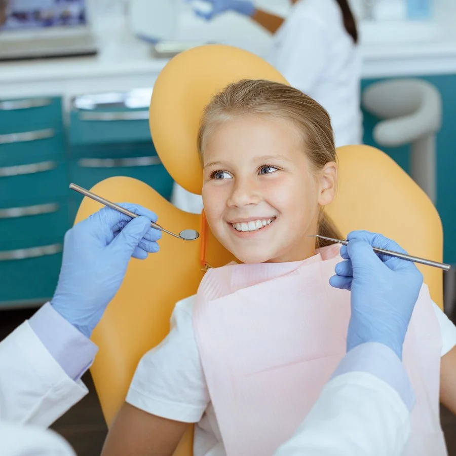 Smiling child during a relaxed visit to the dentist
